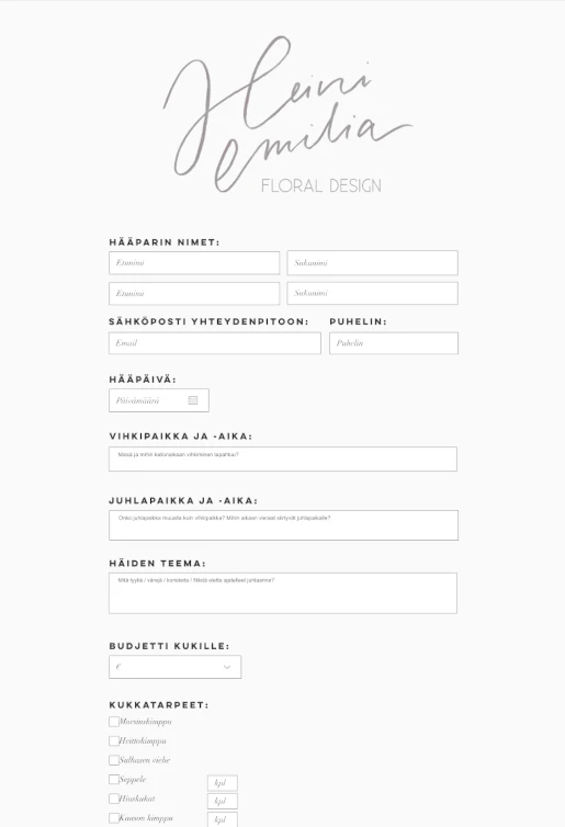 Wedding form